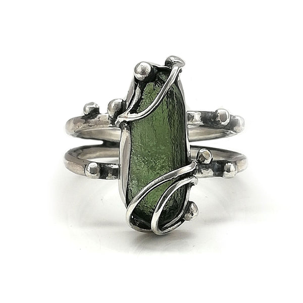 Moldavite ring Silver 925