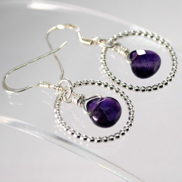 Amethyst Hoop Earrings