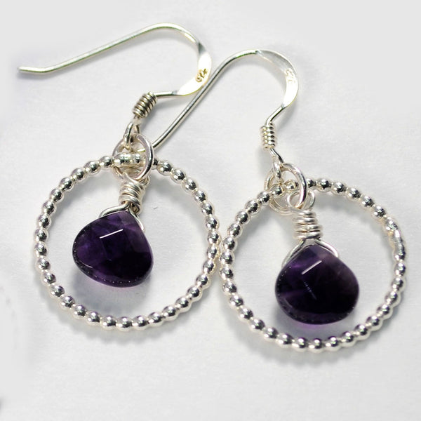 Amethyst Hoop Earrings
