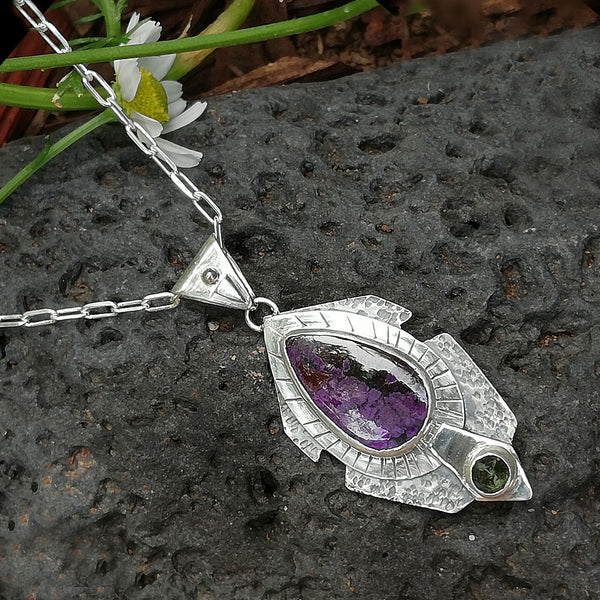 Moldavite necklace, silver 925