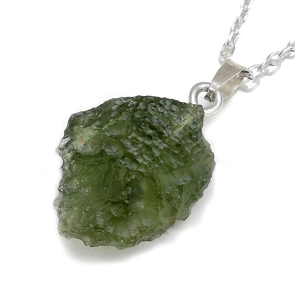 Raw Moldavite pendant, Silver 925