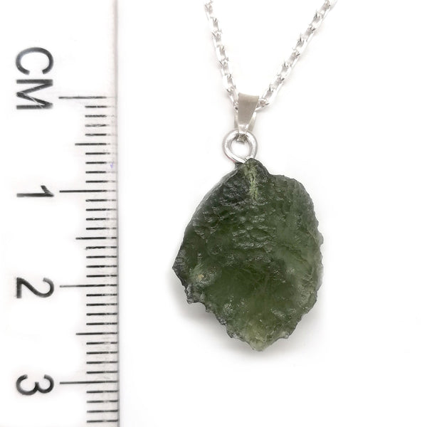 Moldavite necklace, Sterling silver