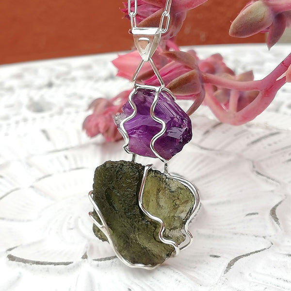Moldavite pendant, Silver 925
