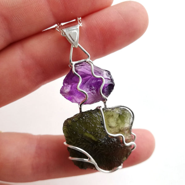 Moldavite jewellery, Sterling silver
