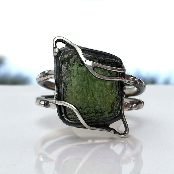 Moldavite ring Silver 925