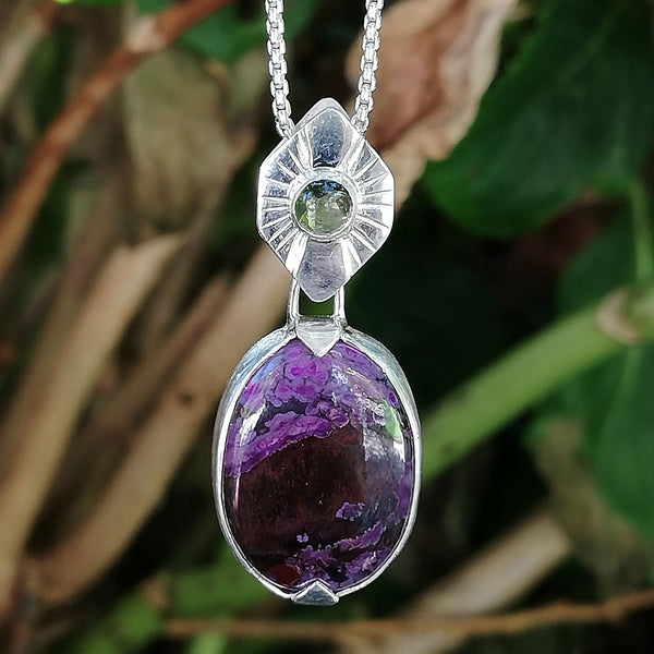 Moldavite and Sugilite necklace