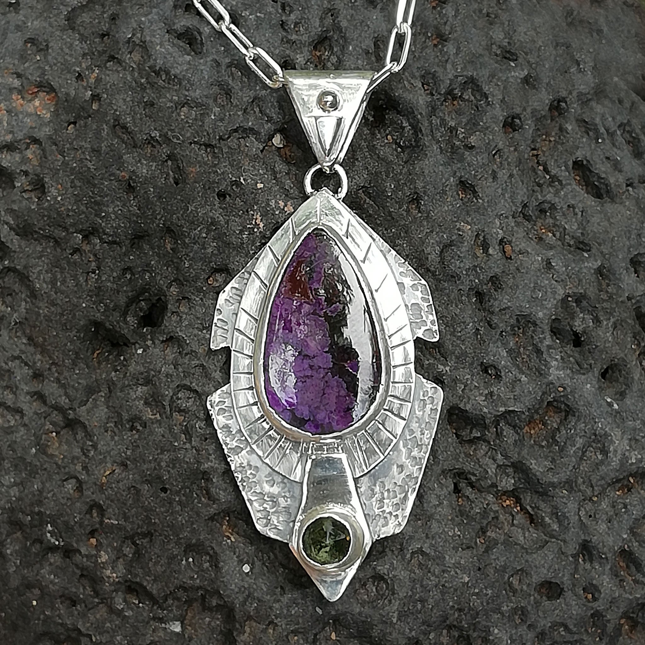 Sugilite and Moldavite Talisman
