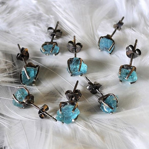 Raw Apatite Stud Earrings