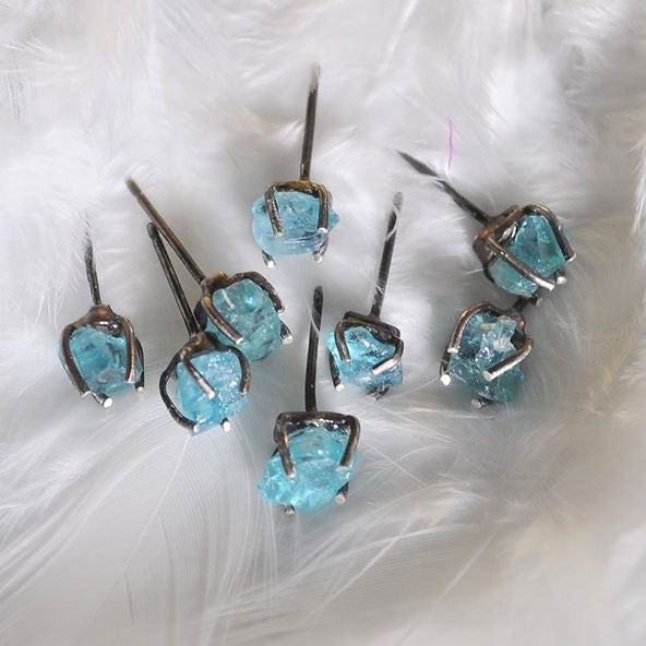 Raw Apatite Stud Earrings